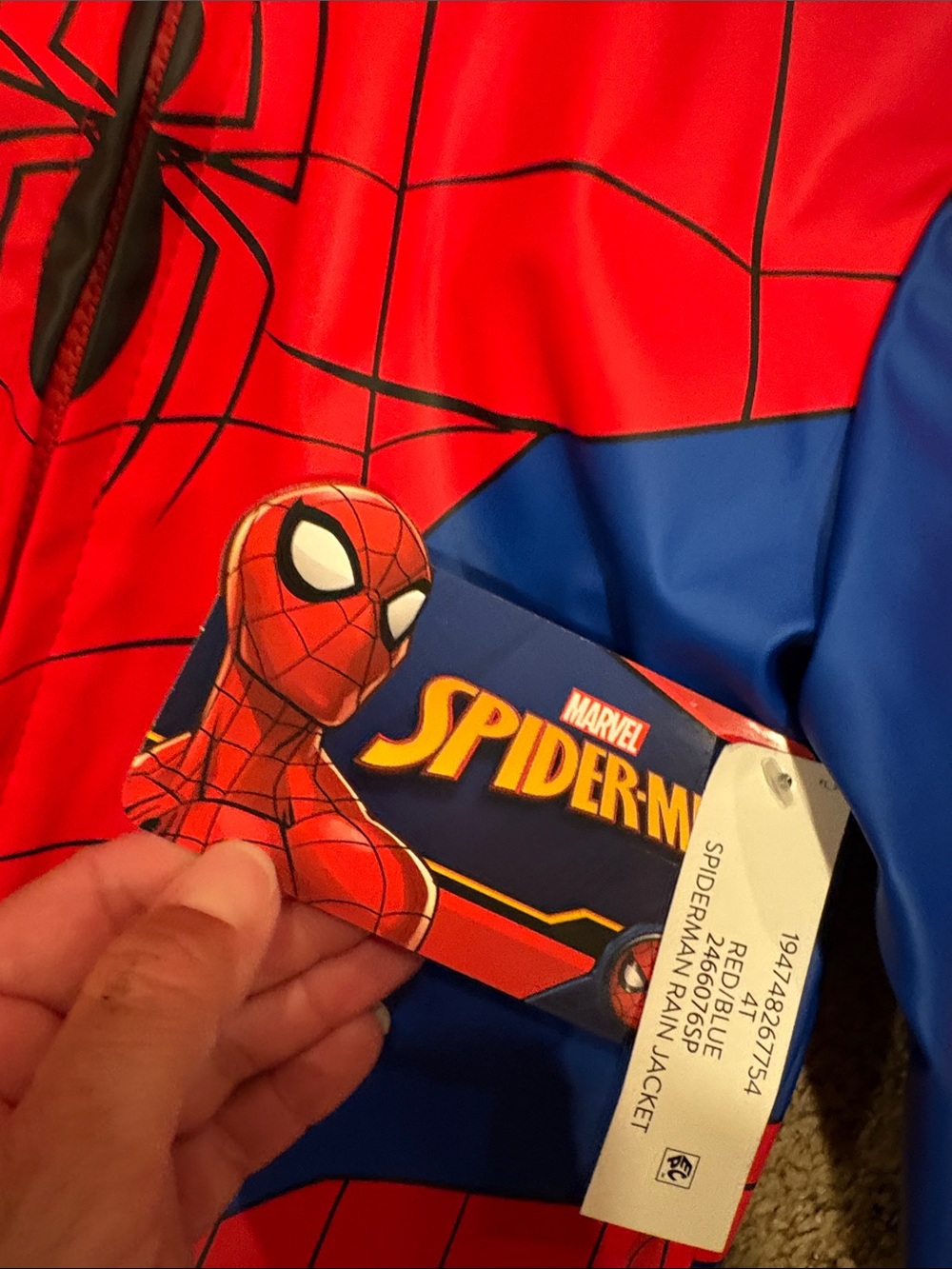 Marvel rain coat Red and Blue Spider-Man Hooded Jacket - Picture 6 of 6